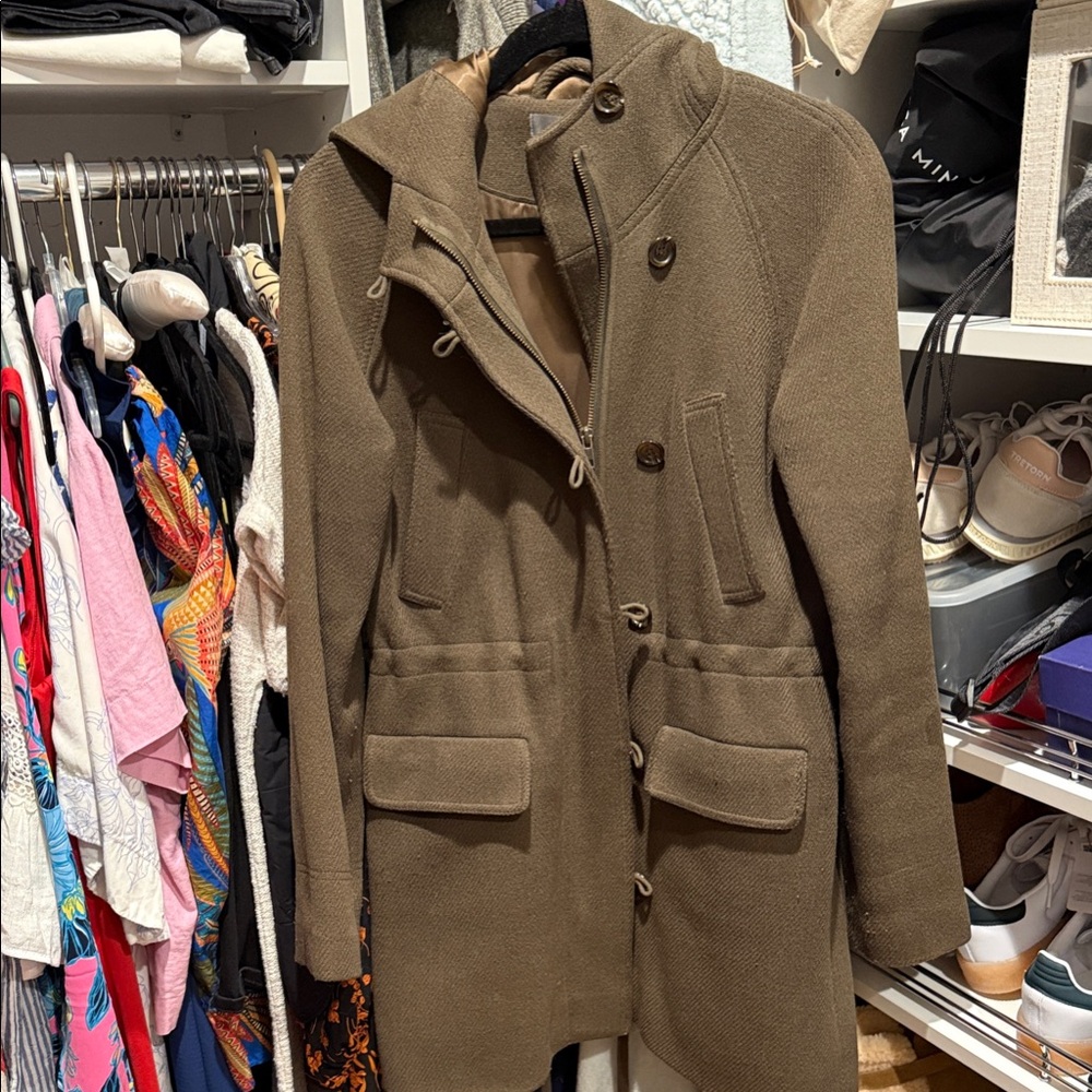 J. Crew Olive Green Hooded Trench Coat